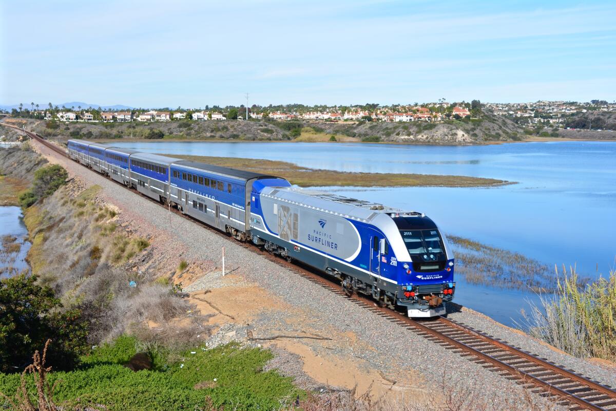 Amtrak's Pacific Surfliner pictured on a track