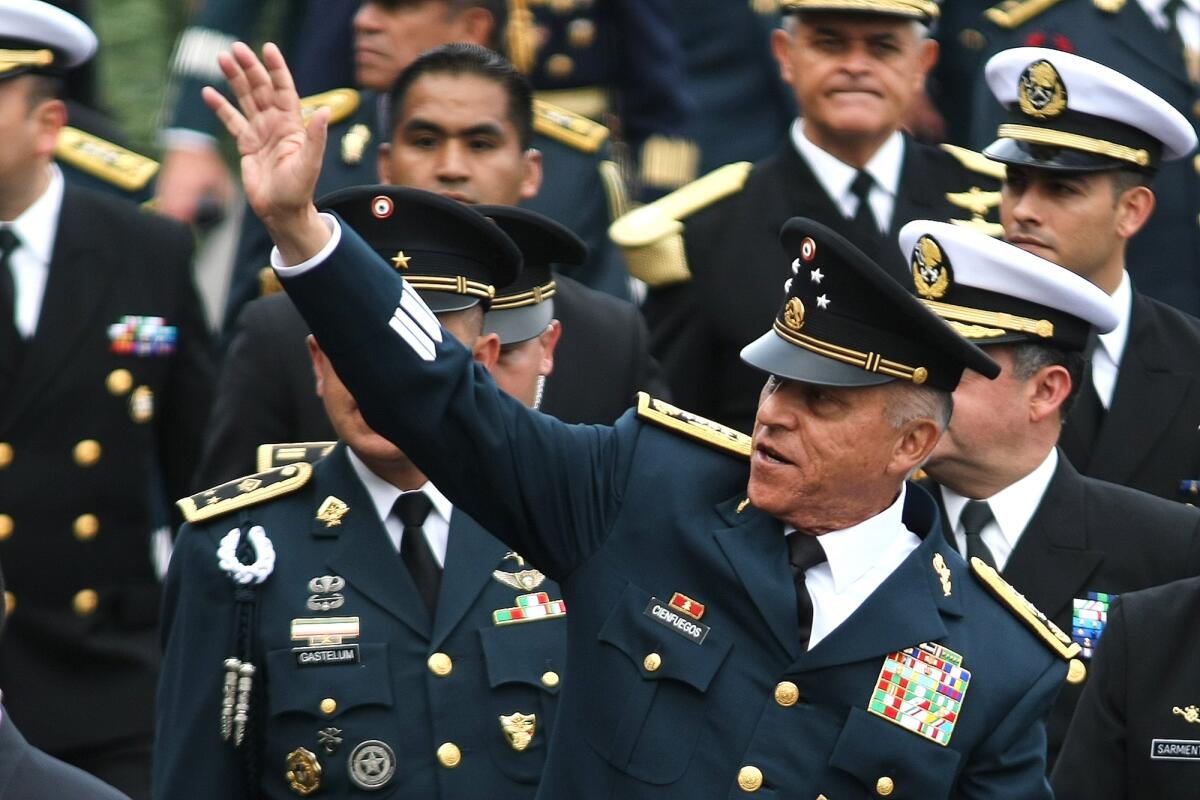 El exministro de la Defensa general, Salvador Cienfuegos, durante un acto protocolario 