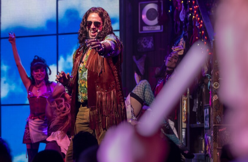 Nick Cordero stars in the new production of "Rock of Ages" in Hollywood — a risk for its semi-immersive staging and in-house cocktail bar.