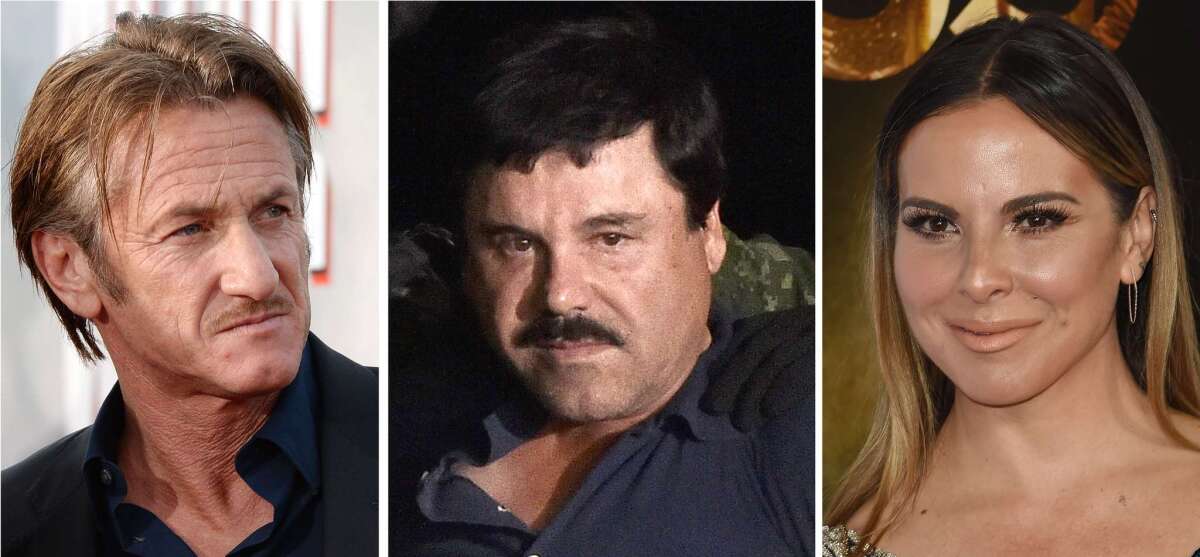 File photos from 2014 to 2016 show, from left, actor Sean Penn, drug kingpin Joaquin "El Chapo" Guzman and Mexican actress Kate Del Castillo.