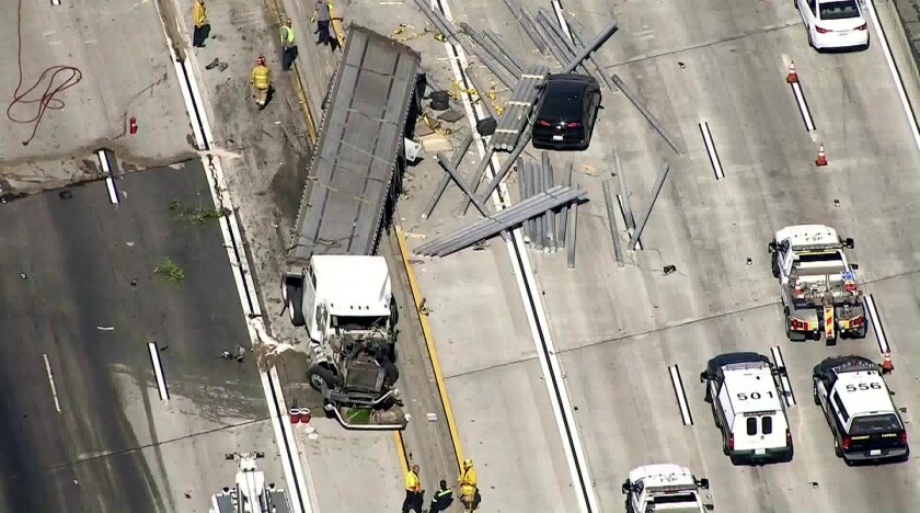 A big rig crash prompted officials to close several lanes of the 405 Freeway near the 710. 