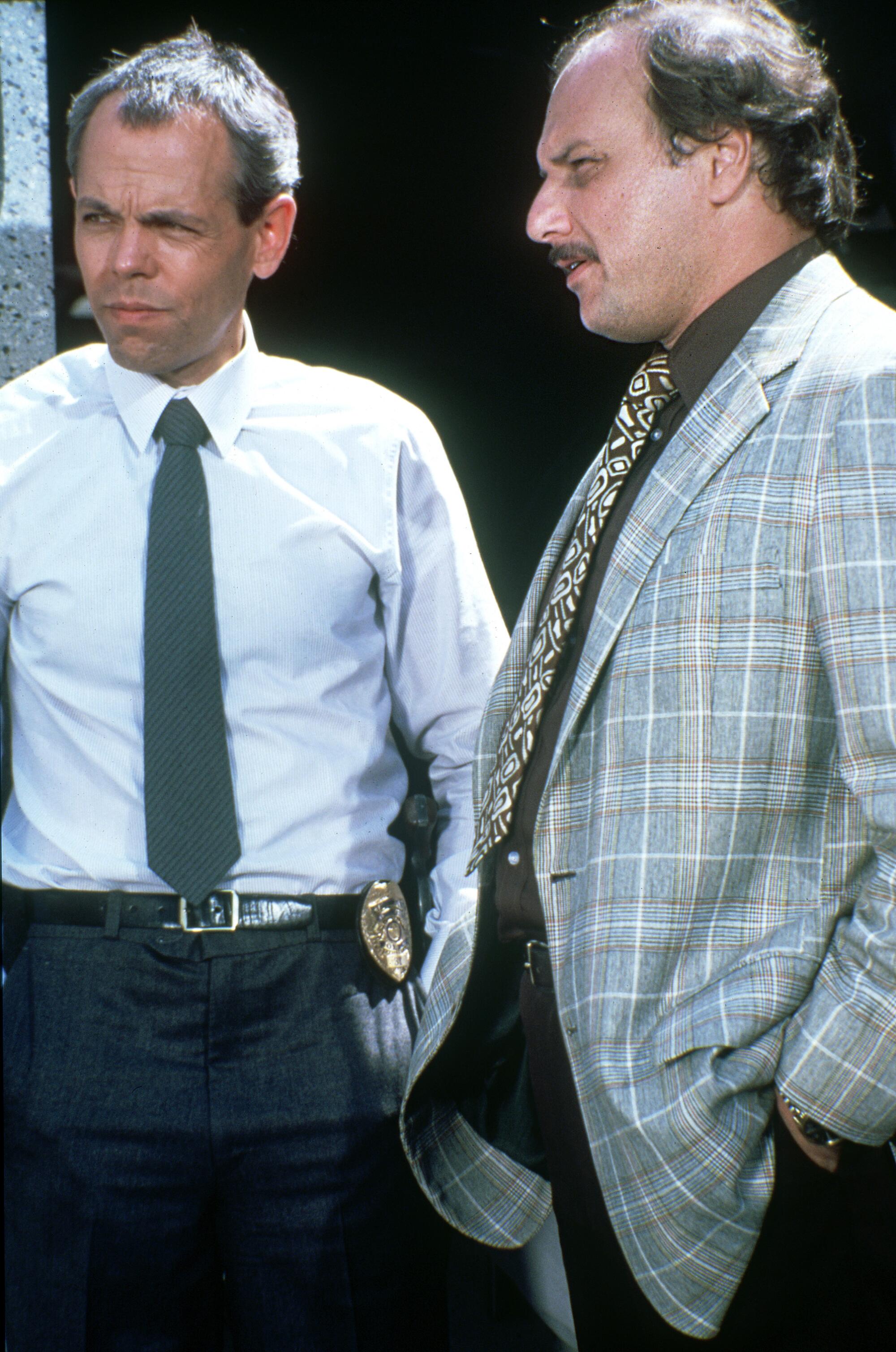 Joe Spano and Dennis Franz in the TV series "Hill Street Blues." 
