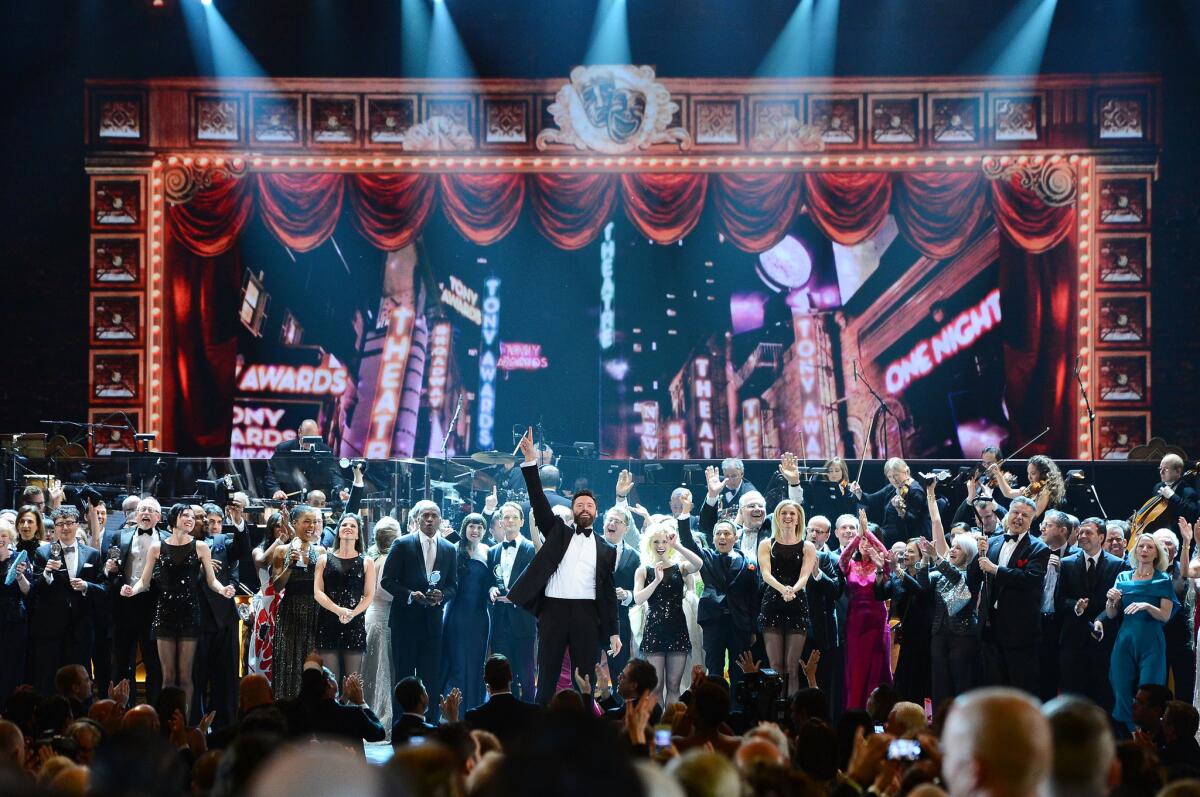 Hugh Jackman at the 68th annual Tony Awards at Radio City Music Hall in New York on Sunday.