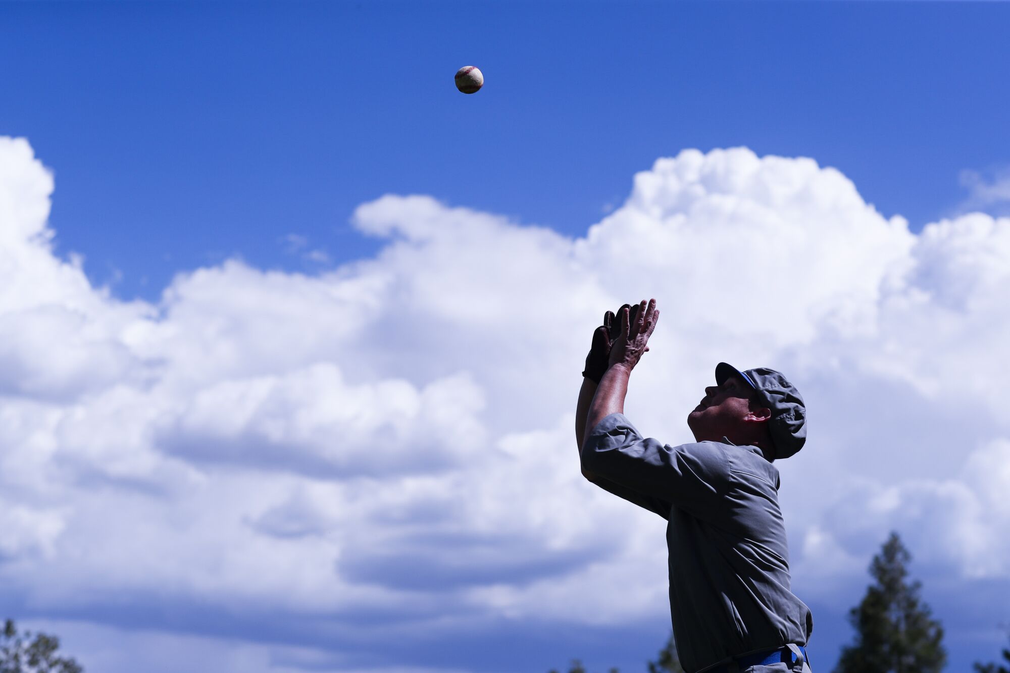 Lake Arrowhead Loggers player Glenn "Glenergy" Cummins warms up before a game.