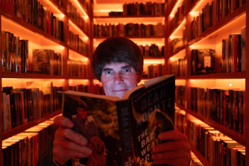 Irvine, CA - December 12: Bestselling author Dean Koontz is photographed at his home in Irvine Tuesday, Dec. 12, 2023. Koontz is the author of the Odd Thomas and Jane Hawk series, as well as many standalone suspense novels, most recently "After Death" and "The House at the End of the World." His books have sold more than 500 million copies and are published in 38 languages. Koontz lives in Orange County with his wife, Gerda, and their golden retriever, Elsa. He is a longtime benefactor of Canine Companions for Independence. (Allen J. Schaben / Los Angeles Times)
