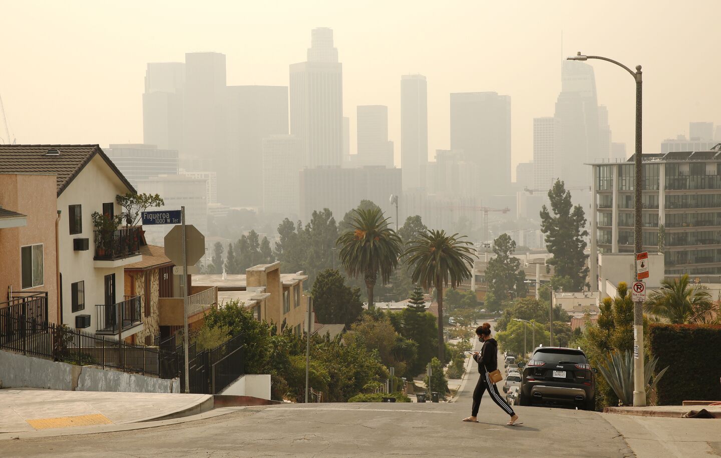 Smoke from the Bobcat fire burning in the Angeles National Forest blankets the Southland.