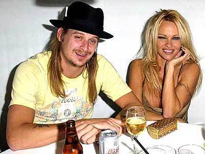 Kid Rock and Pamela Anderson lounge at the Mondrian.