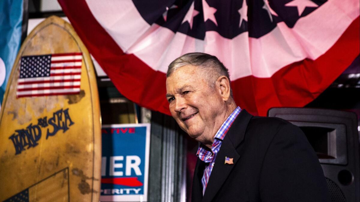 Rep. Dana Rohrabacher is running behind Democratic challenger Harley Rouda.