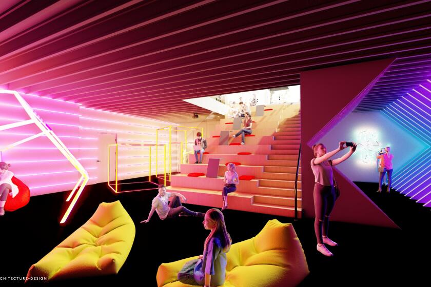 A rendering of the inside of Sessions by the Bay, a proposed cannabis consumption lounge with art installations in National City.