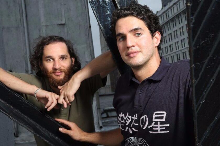 NEW YORK, NEW YORK--JULY 25, 2017--Brothers Joshua Sadie and Ben Sadie are Independent filmmakers based in New York. Raised in both Queens and Manhattan, they began making movies at a young age. Their new movie is called "Good Times." (Carolyn Cole/Los Angeles Times)