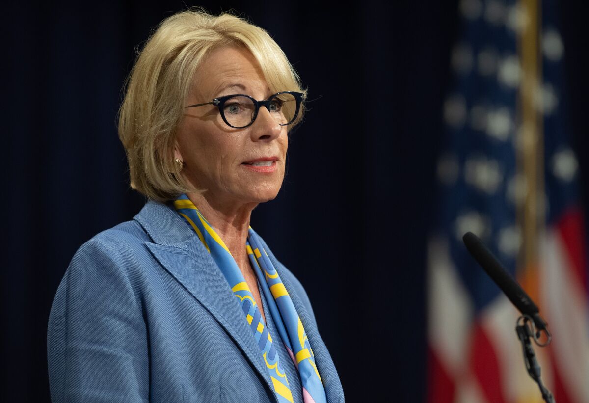 U.S. Education Secretary Betsy DeVos, shown in July, was found in contempt of court.