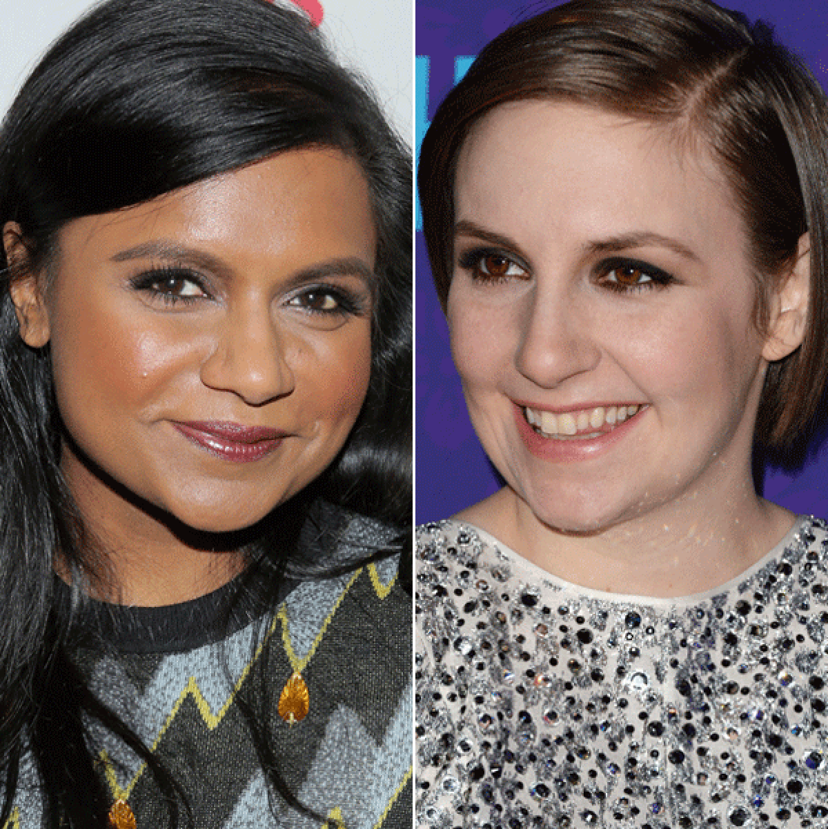 Mindy Kaling, left, seen at an event in Beverly Hills in November, is on the cover of Elle's 2014 "Women in TV" issue. Lena Dunham will reportedly appear on the cover of Vogue's February issue. She is seen at the season three premiere of "Girls" in New York on Jan. 6.