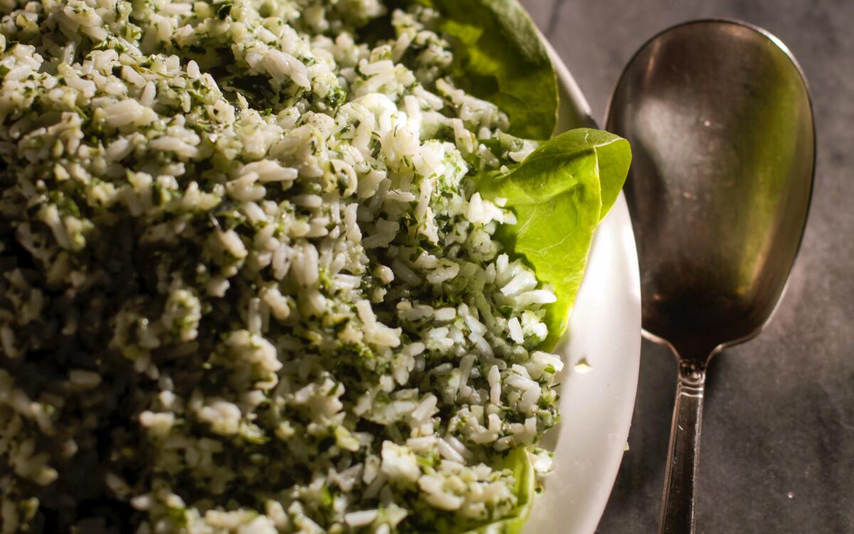 LOS ANGELES, CA - JUNE 07, 2014: Cool rice and cucumber salad on JUNE 07 2014. (Bob Chamberlin / Los Angeles Times)