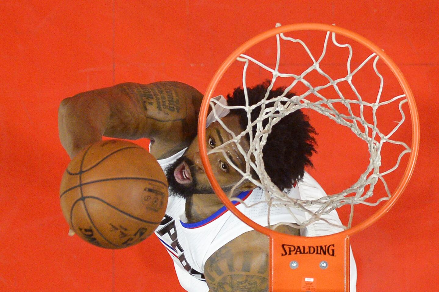 Los Angeles Clippers center DeAndre Jordan shoots during the first half against the Minnesota Timberwolves on Wednesday.