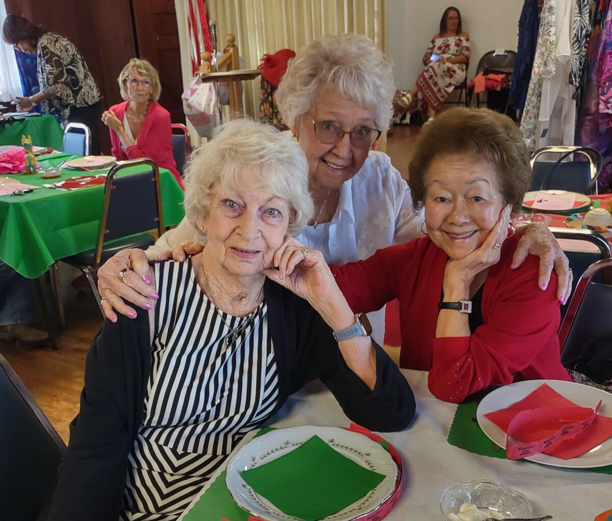 Ramona residents are, from left, Jean Scofield, Jo Smoyer and Betty Hallman.