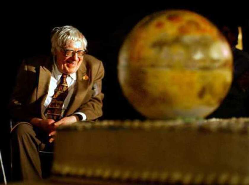 Ray Bradbury is shown celebrating his 83th birthday in 2003 at the Mt. Wilson Observatory in Los Angeles.
