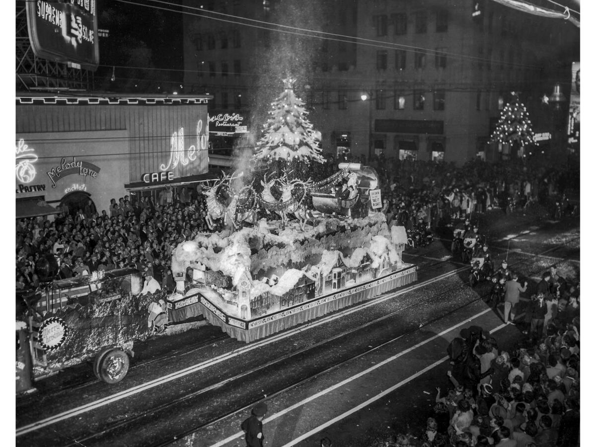 A Christmas parade float.