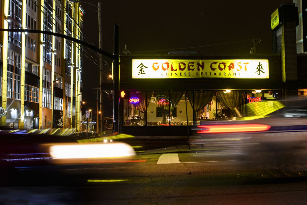 When we moved to Nashville in 1995, we quickly became intimately familiar with the seven or eight Chinese restaurants within driving distance, half of which seemed to be owned by my parents’ family friends. Above, the Golden Coast Chinese restaurant in West Nashville.
