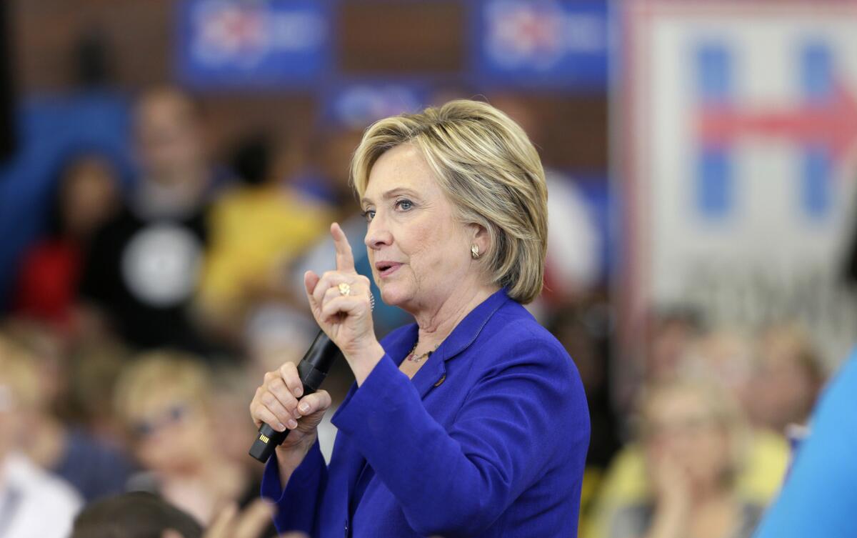 Democratic presidential candidate Hillary Rodham Clinton speaks in Des Moines last week. Another group of private emails from her tenure as secretary of State has been released.
