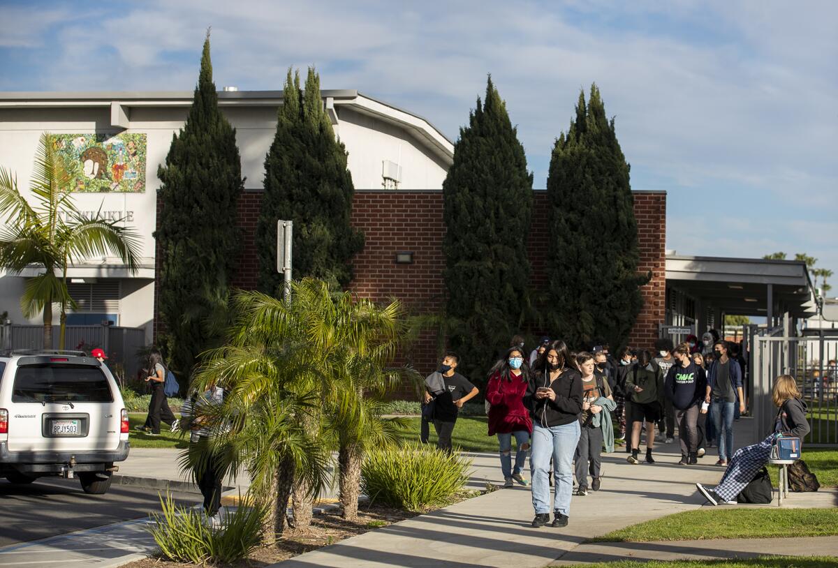 Students leave campus after school at TeWinkle Middle School.