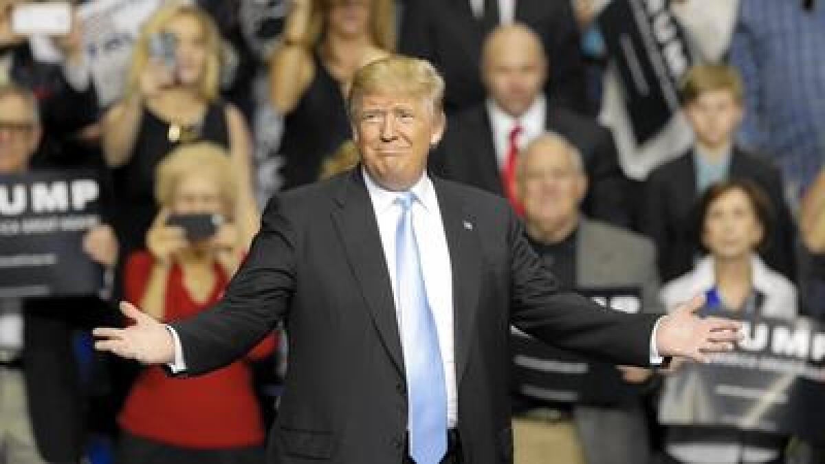 Donald Trump at a rally in Fayetteville, N.C.