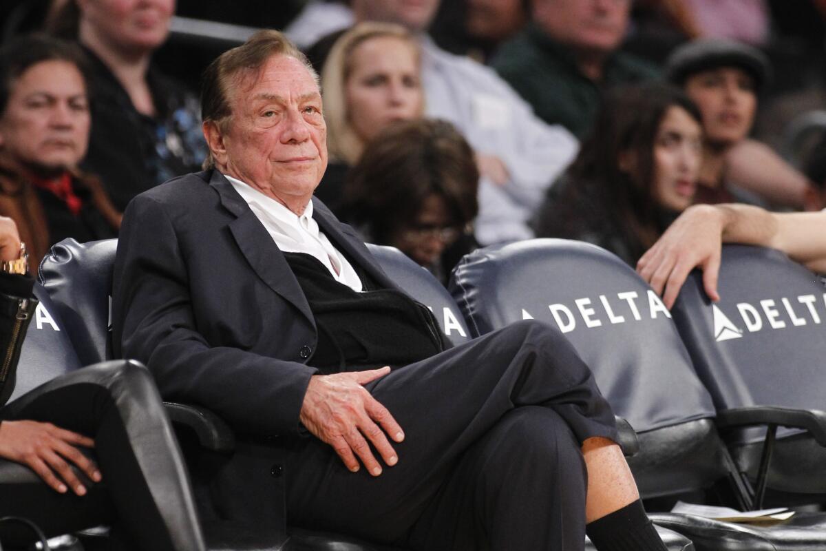 Donald Sterling watches the Clippers play the Lakers during a preseason game in December 2011.