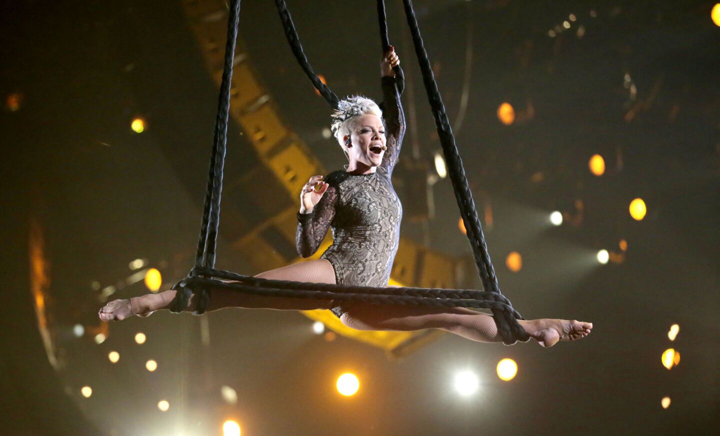 Pink will inject some cool into the oft-stuffy Academy Awards ceremony with a "highly anticipated moment," according to show producers. The formidable performer joins a lineup that already includes Pharrell, U2 and Karen O. What's she going to sing? Doesn't matter as long as she's channeling the entire Cirque cast during her gravity-defying performance. Still, she can sing yet didn't win a Grammy this year and has been thin on awards for her solo work over the past decade. Seriously, how many more ceilings does homegirl have to swing from for her brilliance to be recognized?