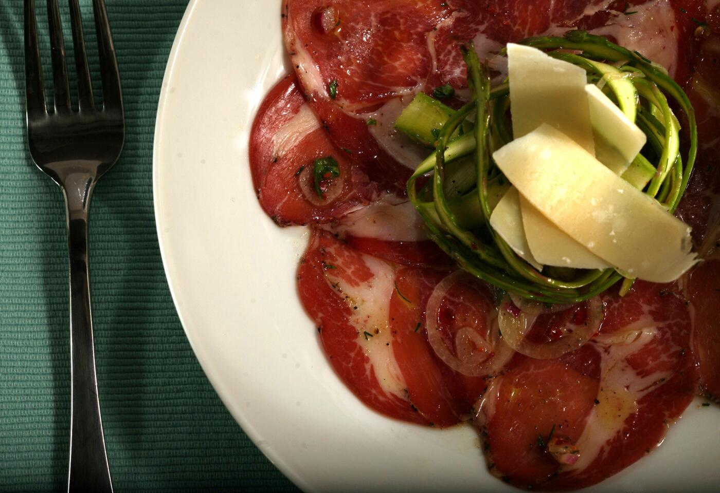 Julienne's shaved asparagus salad with coppa