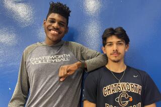 Jamaal Unuakhalu (left) with Tim Lopez were All-City in basketball and now are on No. 1-ranked Chatsworth volleyball team.