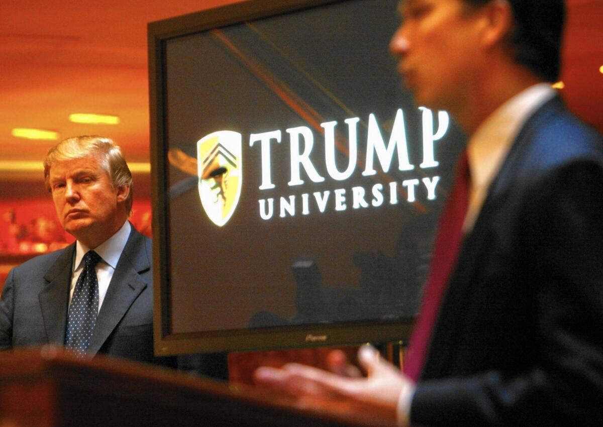 Donald Trump in a 2005 photo announcing the establishment of Trump University.