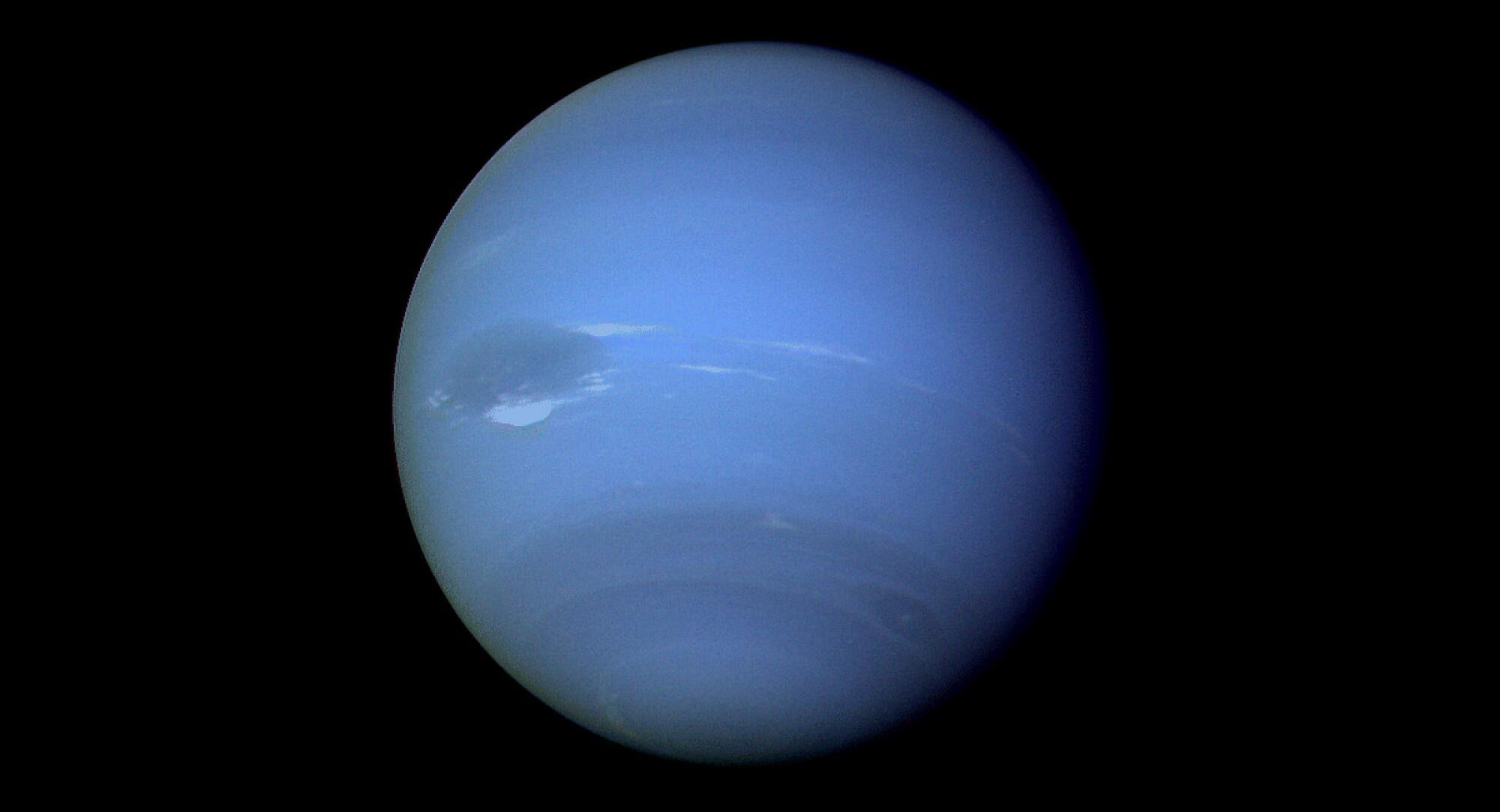 Image of the planet Neptune colored blue.