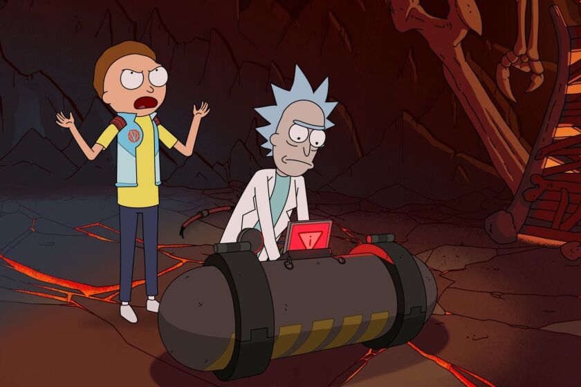 (L to R) Morty and his grandfather Rick, both voiced by creator Justin Roiland, go on epic space adventures in "Rick and Morty" season 3 on Adult Swim.