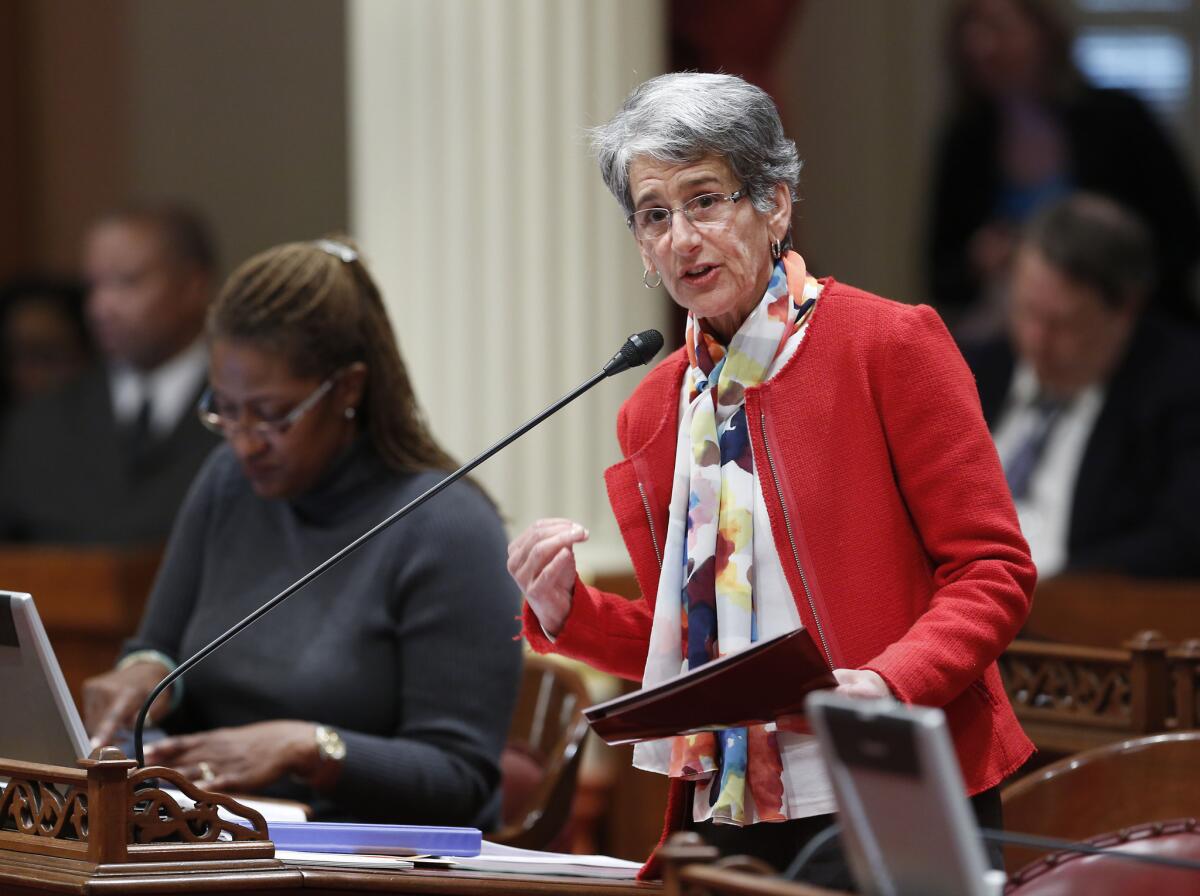 State Sen. Hannah-Beth Jackson (D-Santa Barbara), shown during a floor debate earlier this week, authored a measure to enhance privacy protections for Internet consumers.
