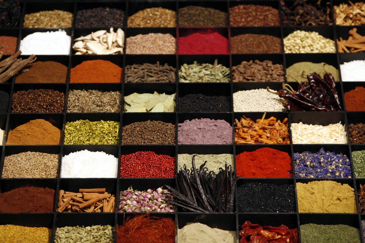 Display of spices at a food show