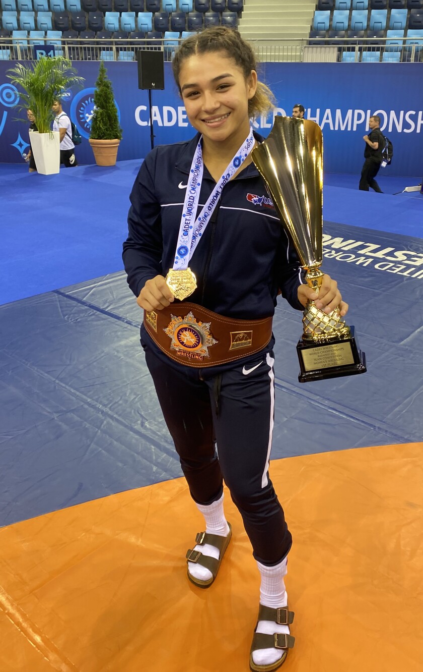 Katie Gomez of Birmingham High won the Under-16 Cadet freestyle wrestling world championship in Budapest, Hungary.