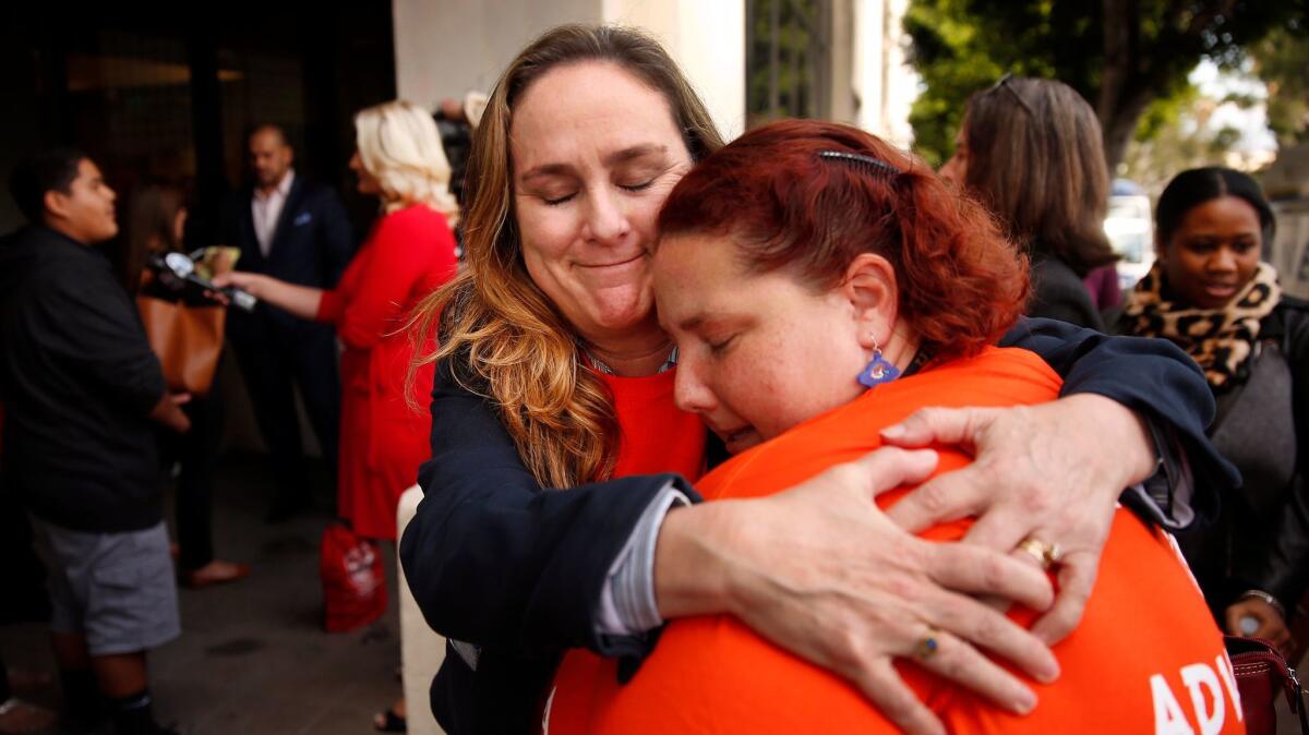 Caprice Young, left, chief executive of Magnolia Public Schools, and science teacher Jackie Gardner were unable to persuade the L.A. school board to renew a charter campus in Reseda.