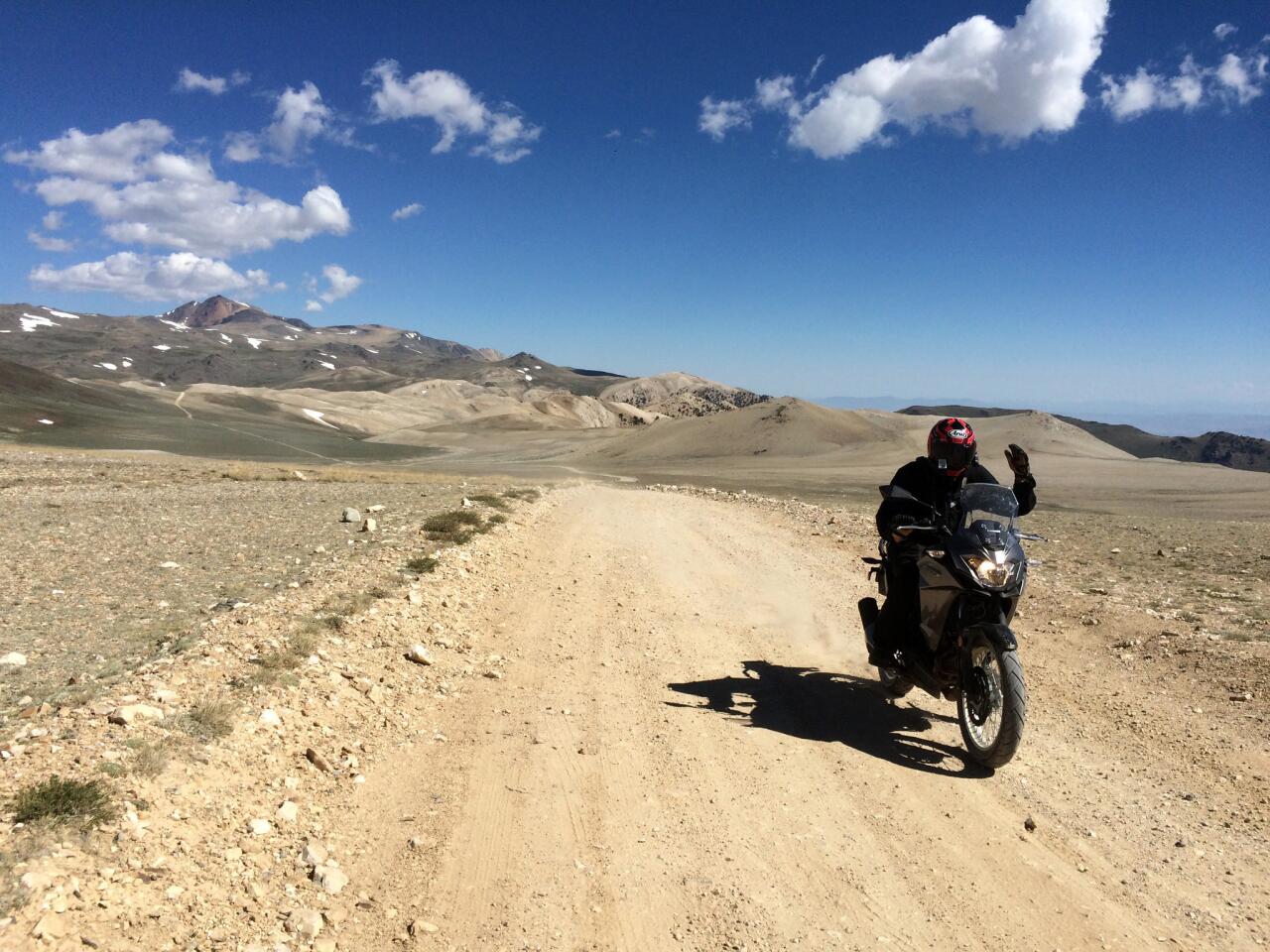Trek up White Mountain in motorcycle