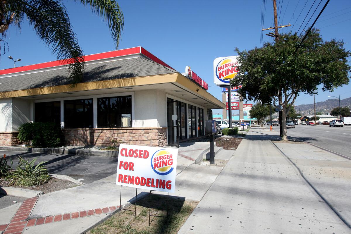 The Burger King restaurant on the 500 block of N. Victory Blvd. is being renovated on Tuesday, October 13, 2015. A scene from the movie "Back to the Future" was filmed in the driveway, with Marty McFly grabbing the back of a pick up truck while riding a skateboard.