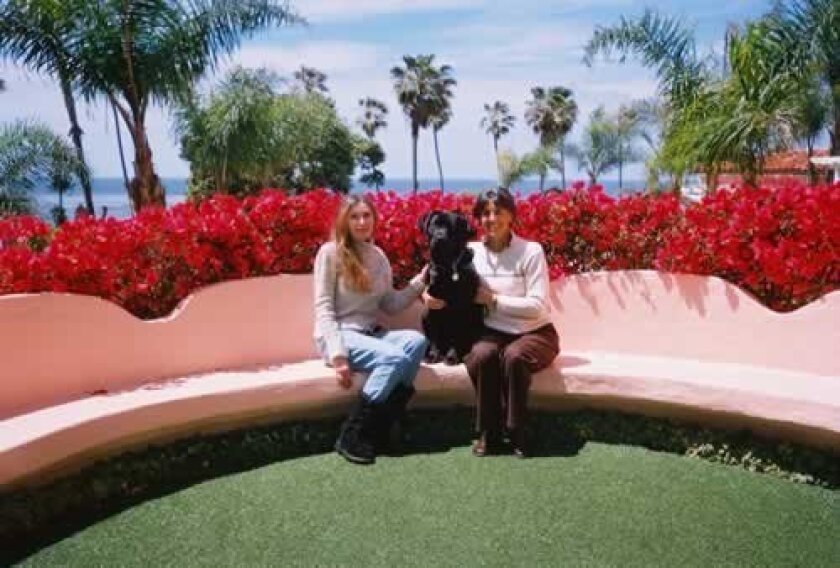 Nike’s in training to become a service dog. He spent his birthday lunching with Marianna Allgauer and puppy-raiser Vicki Cesario at La Valencia Hotel in La Jolla. Courtesy