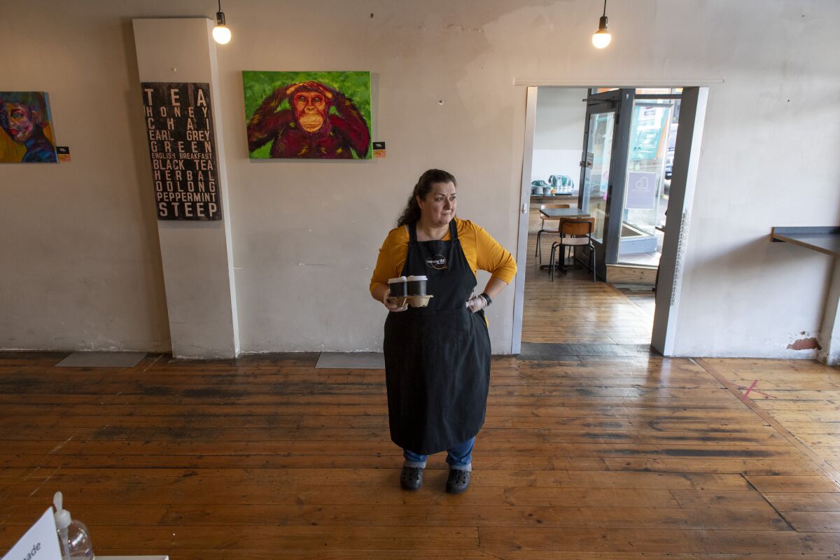 Cafe owner Maria Iatrou