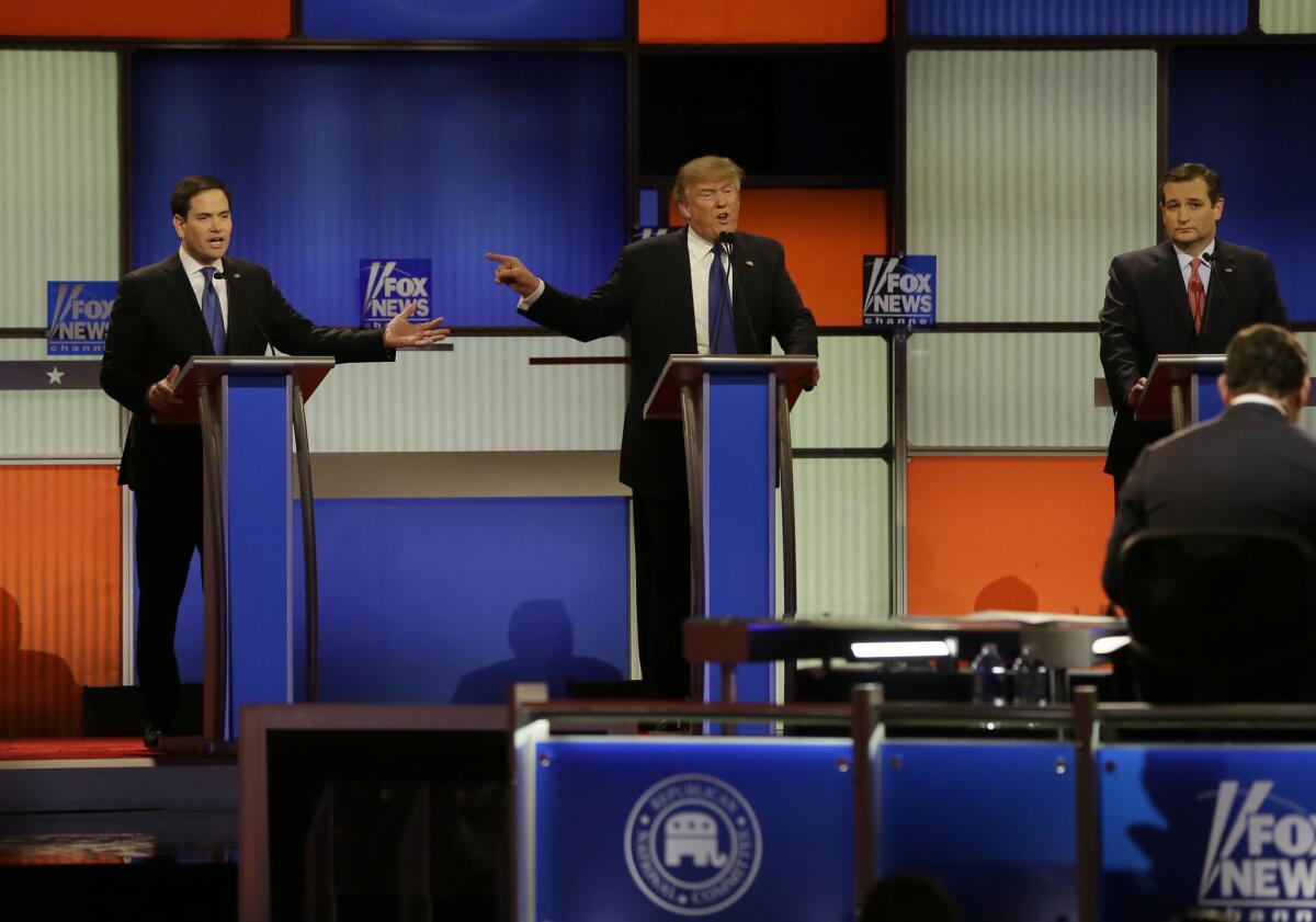 Thursday night's Republican debate devolved into a vitriolic schoolyard squabble.