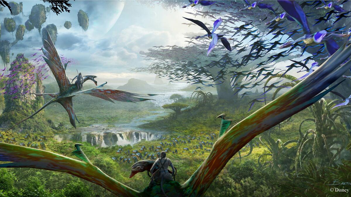 The alien land's marquee attraction will be an E-Ticket banshee flight simulator similar to Soarin' at Epcot and Soarin' Over California at Disney California Adventure.