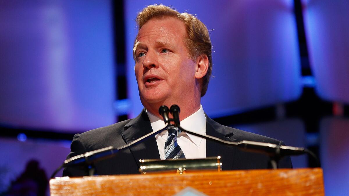 NFL Commissioner Roger Goodell speaks during the 2014 Pro Football Hall of Fame Gold Jacket dinner in Canton, Ohio, on Aug. 1.