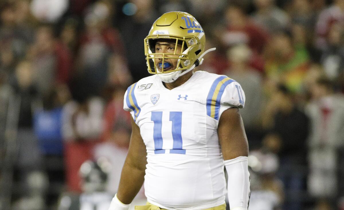 UCLA linebacker Keisean Lucier-South's big hit helped the Bruins preserve their exciting comeback victory over Washington State on Saturday.