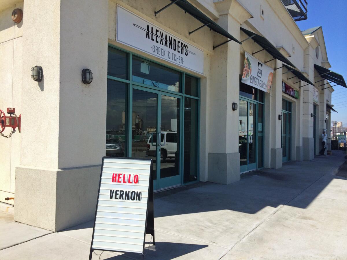 The exterior of Alexander's Greek Kitchen in a strip center in Vernon.