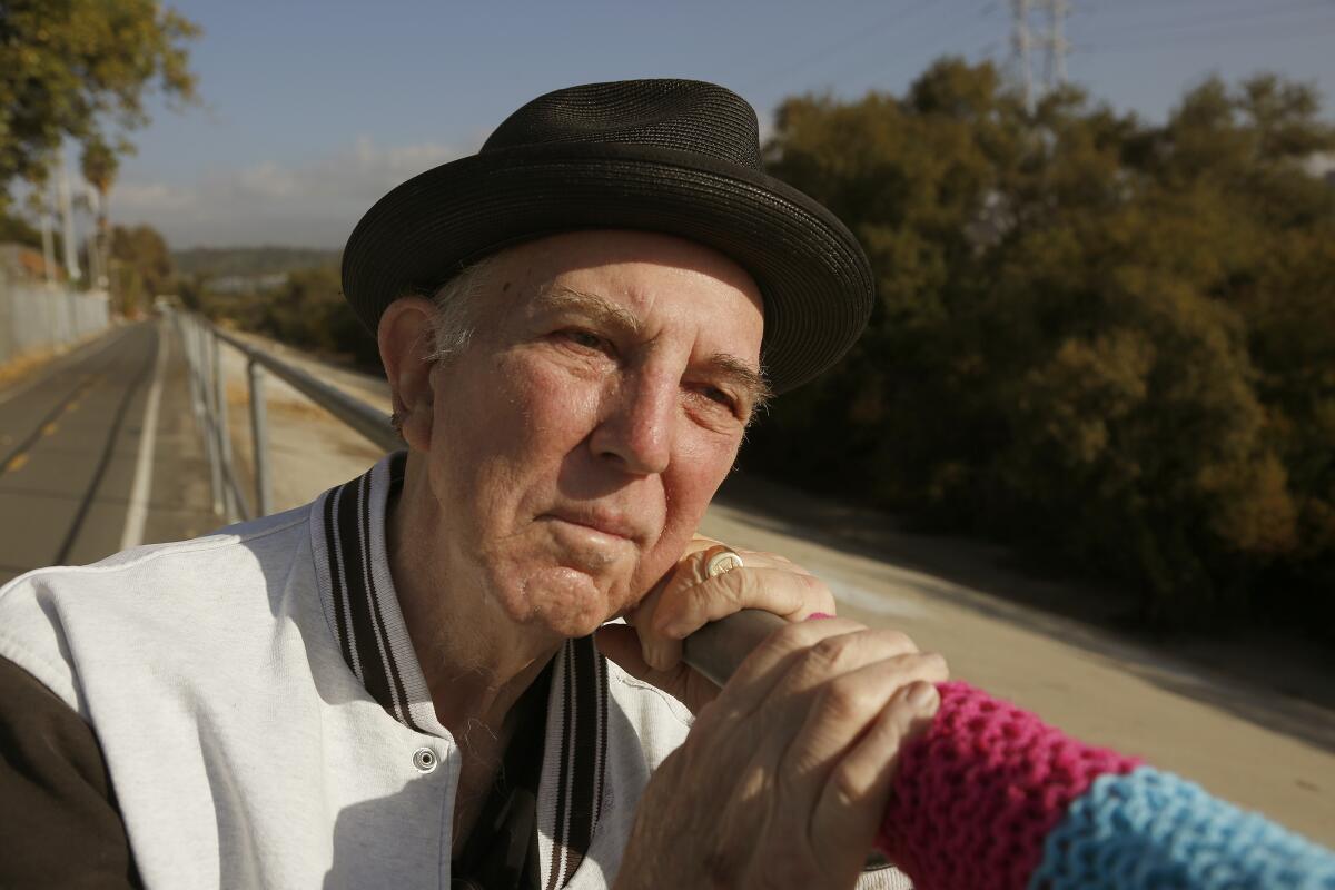 Lewis MacAdams on the banks of the L.A. River in 2016