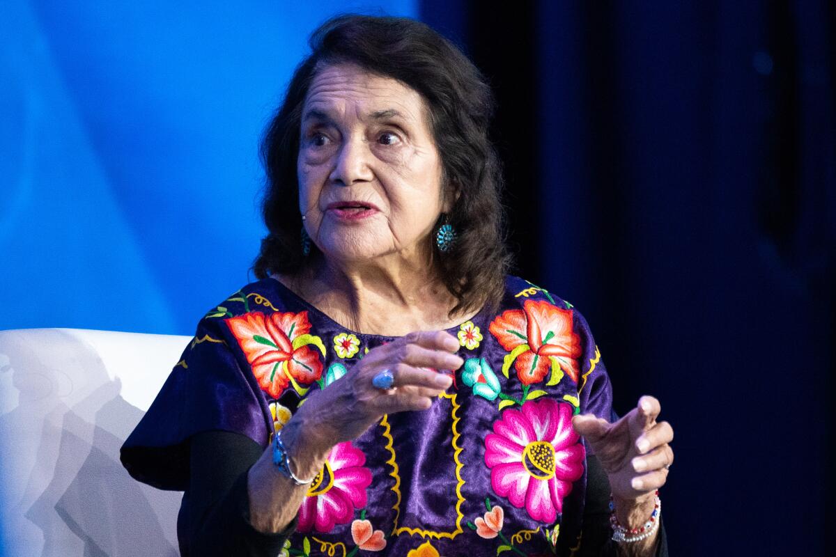 Dolores Huerta speaks at the Clinton Global Initiative on Sept. 20 in New York.