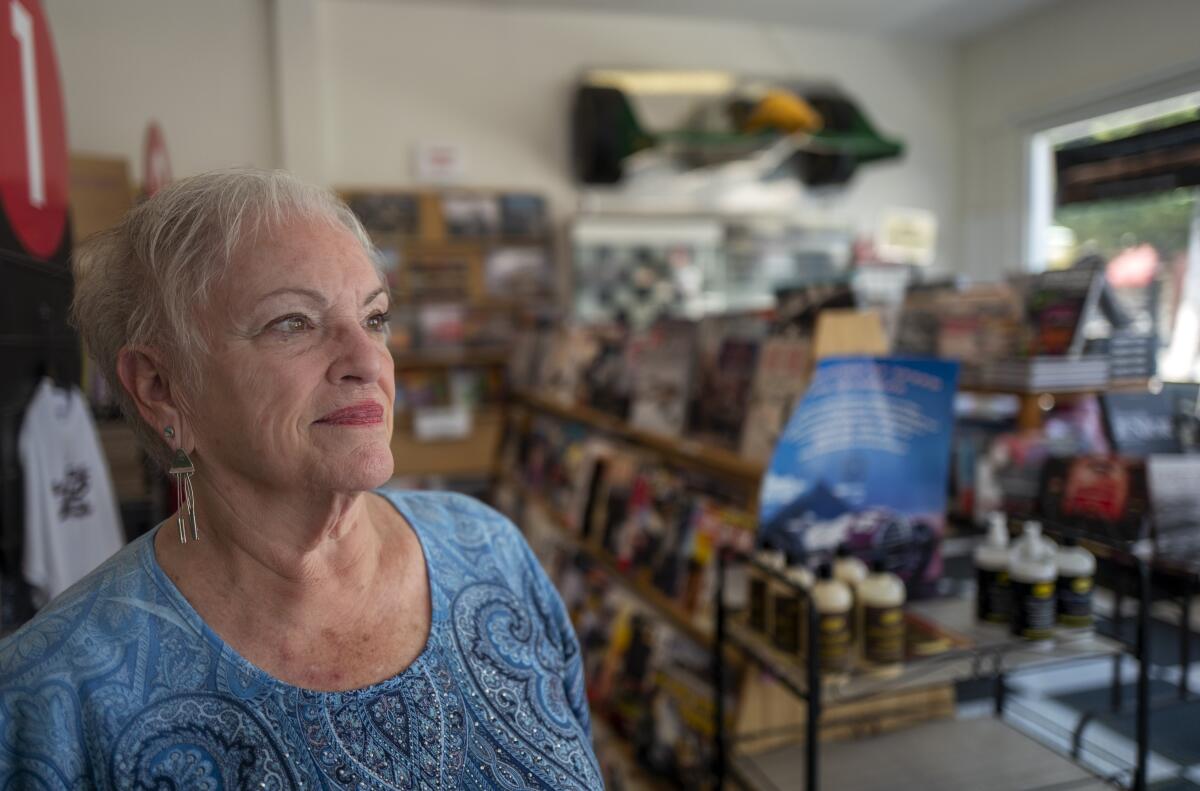 Tina Van Curen runs Autobooks-Aerobooks, a bookstore that sells books about cars and airplanes in Burbank.