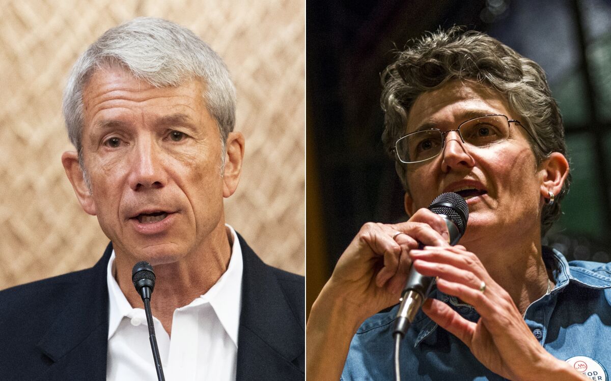 Oregon Rep. Kurt Schrader and his Democratic primary challenger, Jamie McLeod-Skinner.