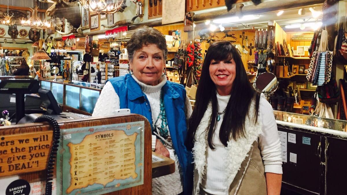 Kathie James, left, and Connie Marshall of Southwest Indian Traders in Park City, Utah